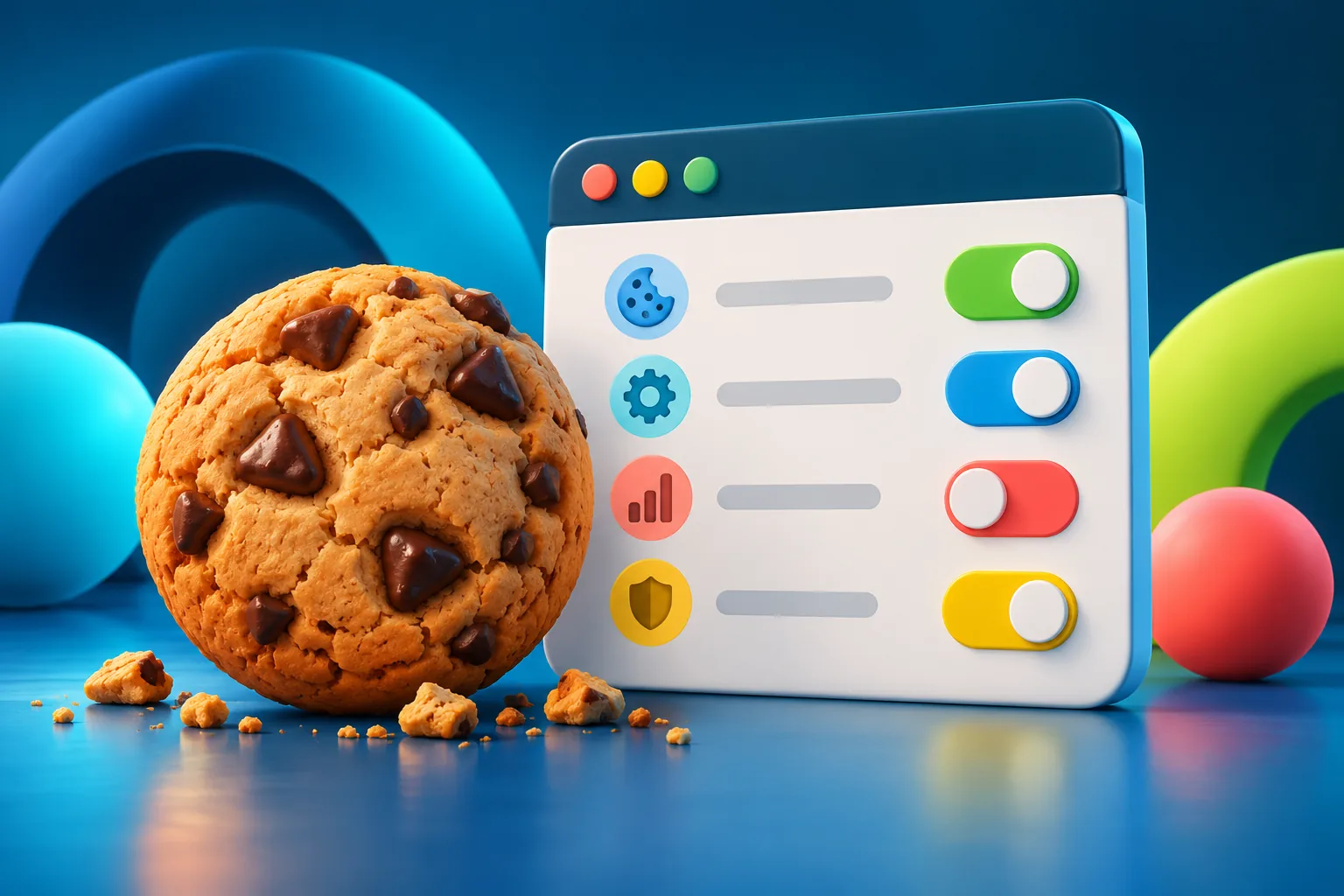Browser cookie preferences with toggle switches