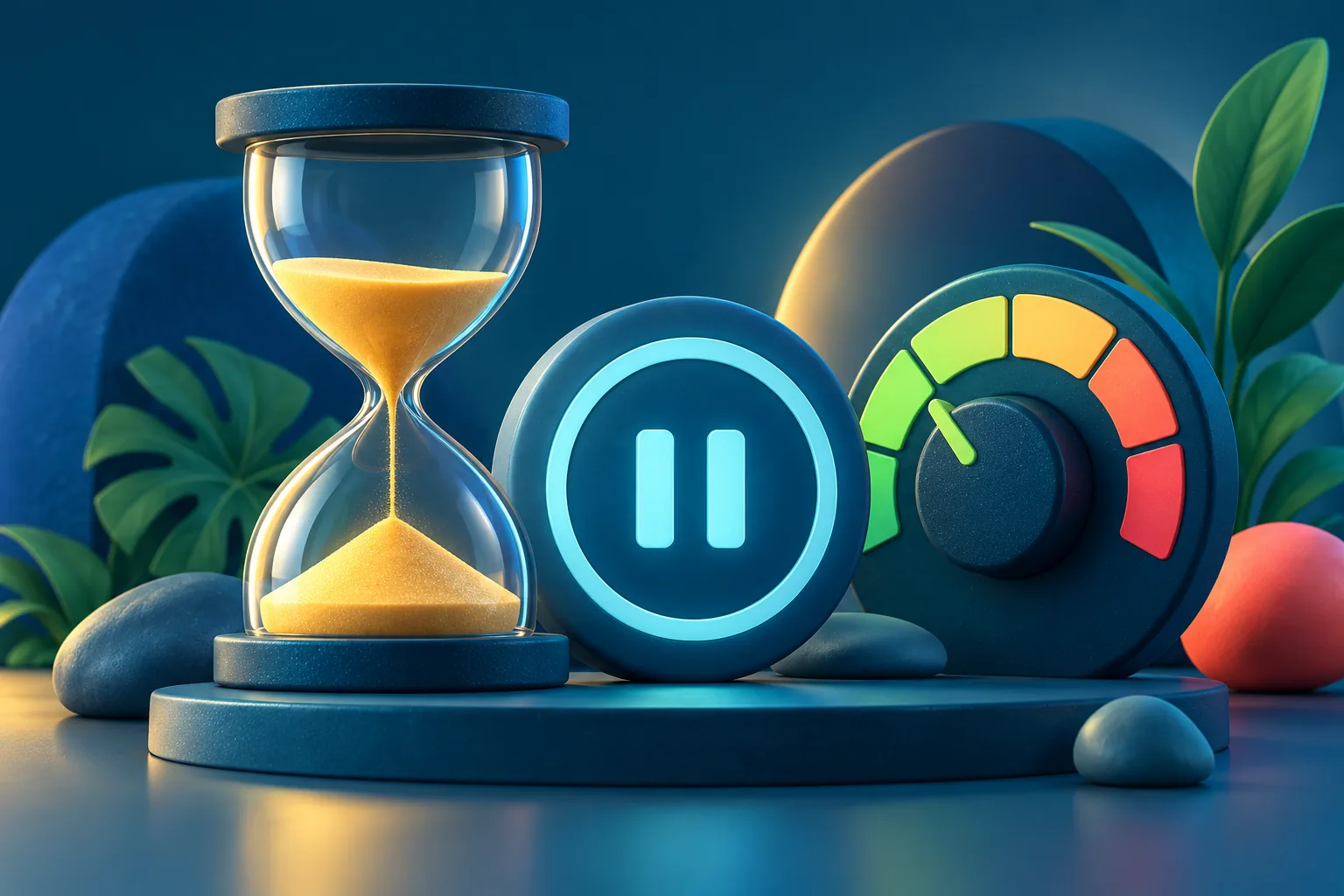 Hourglass, pause symbol and spending limit dial